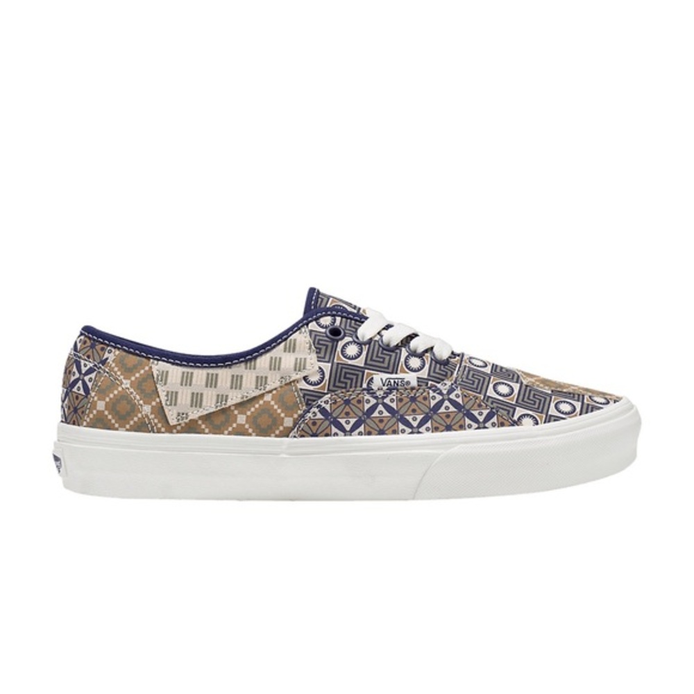 Vans Blue and Tan Patterned Sneakers
